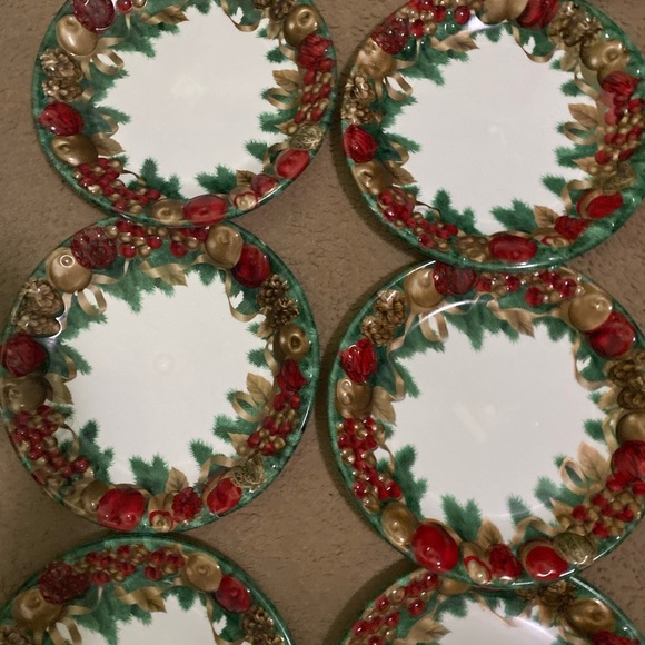 Vintage Set Of 9 Melamine 15”x15”Festive Holiday Large Round Serving 3D Platters - Picture 7 of 15